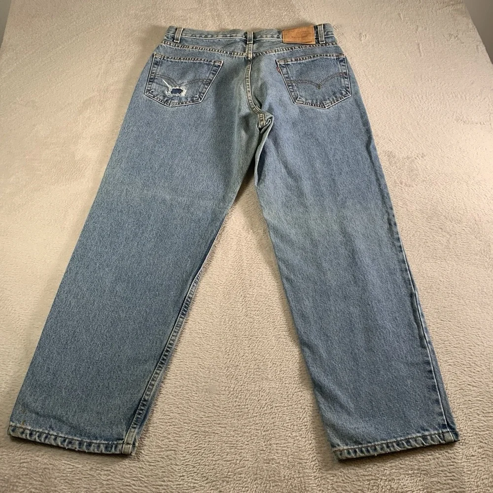 Vintage Levis 550 Jeans Mens 35x30 Blue‎ Light Wash Relaxed Fit Tapered Red Tab